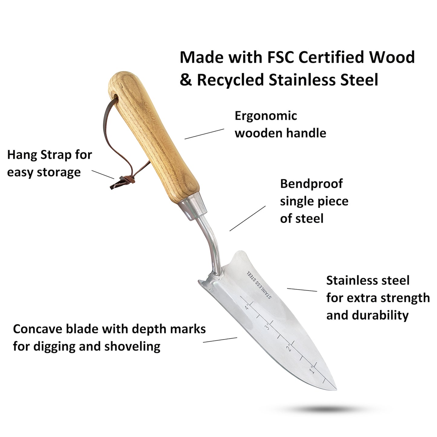 Stainless Steel Transplanter Trowel (classic wood handle)