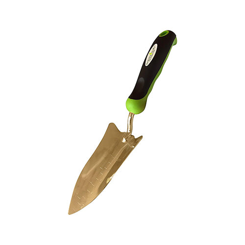 pointed garden trowel Garden Guru Titanium Transplanter Trowel Shovel - Rust Resistant - Ergonomic Handle