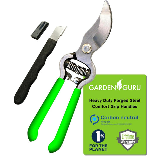 GARDEN GURU Classic Bypass Pruning Shears Clippers & Garden Tool Blade Sharpener