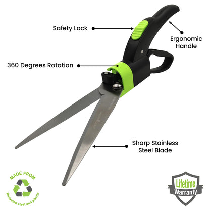 Heavy-Duty 360° Rotating Hand Grass Clipper Scissors