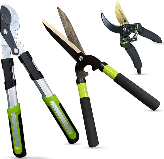 Yard Pruning & Trimming Set - Includes Hedge Shears, Garden Loppers, P ...