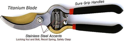 Titanium Bypass Garden Pruner Clippers