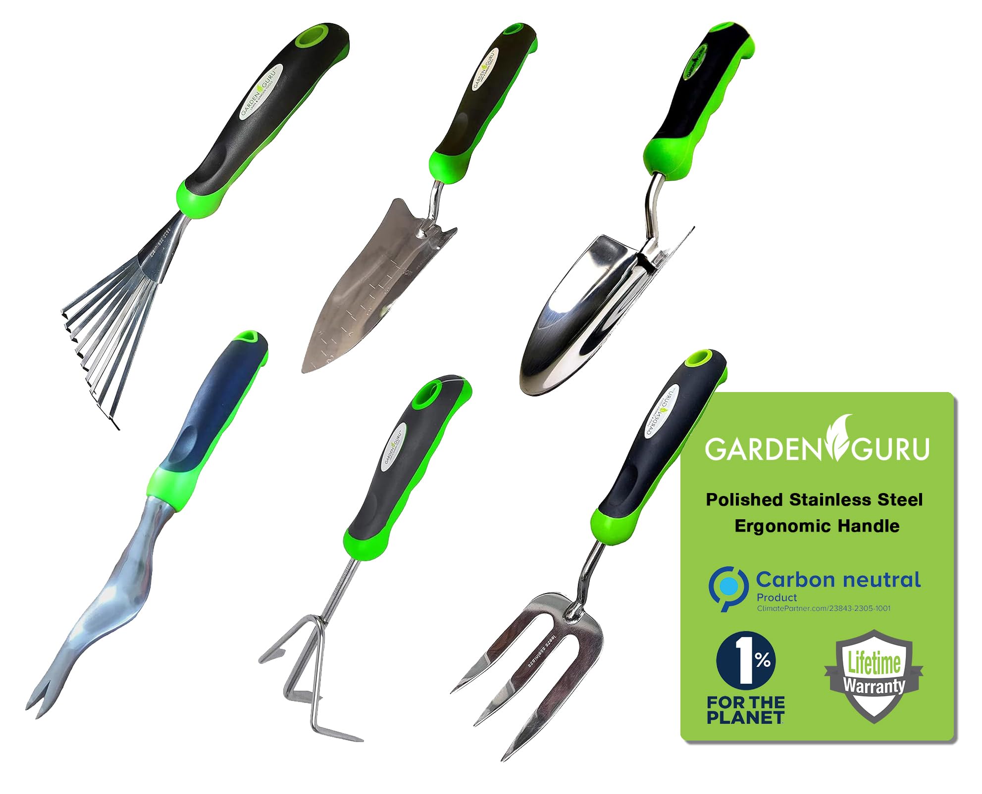 Stainless Steel 6pc Gardening Tool Set (Includes Trowel