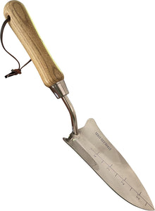 narrow garden trowel Stainless Steel Transplanter Trowel (classic wood handle) – Garden Guru