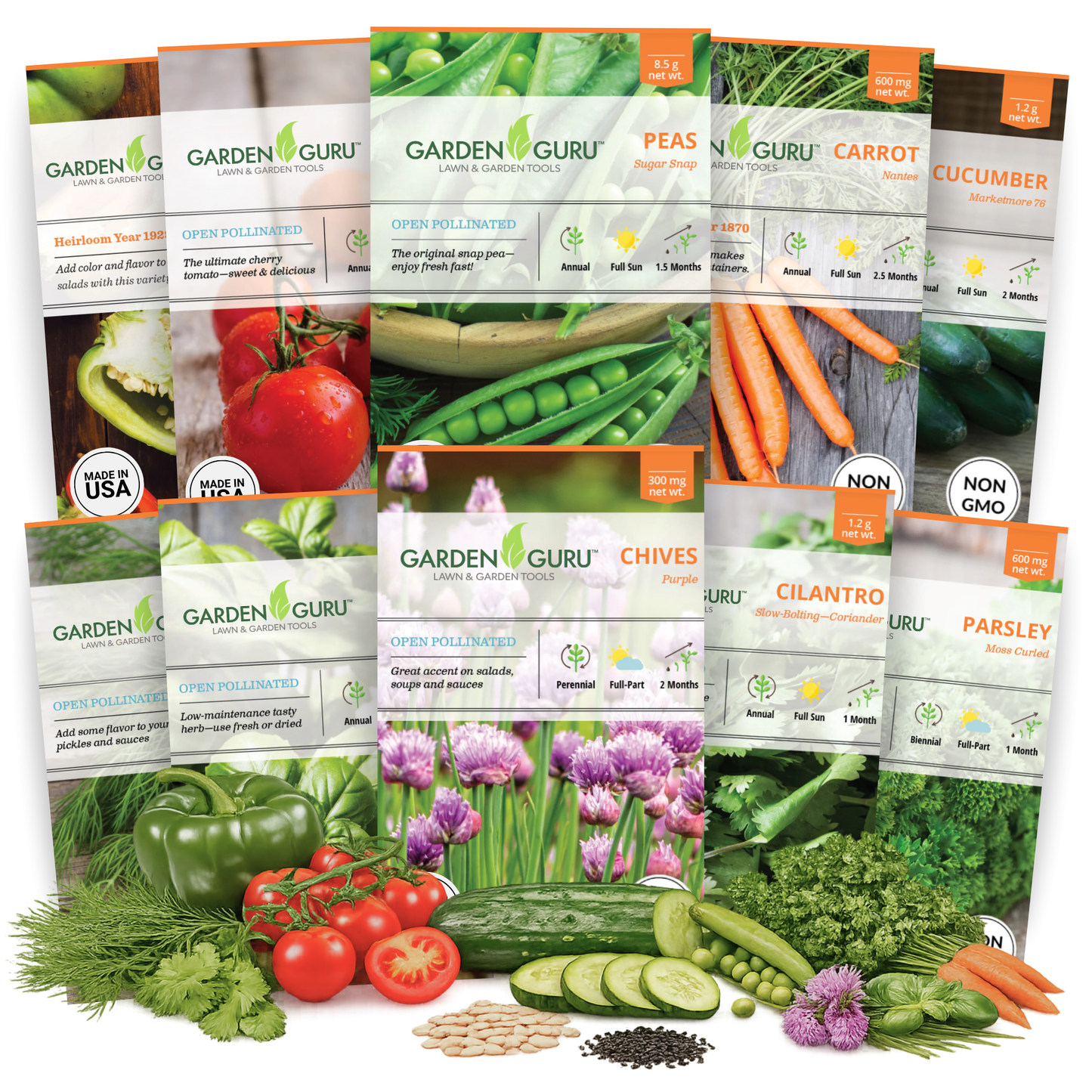 Garden Guru Vegetable & Herb Seed Set - Non-GMO Heirloom