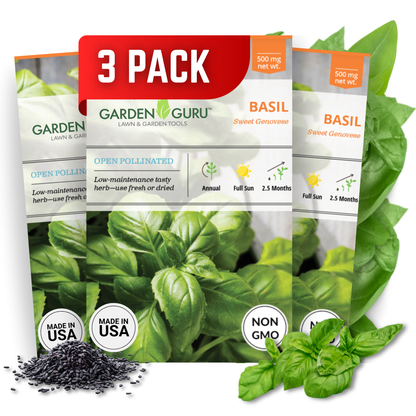 Garden Guru Genovese Sweet Basil Seeds 3-Pack - Non-GMO