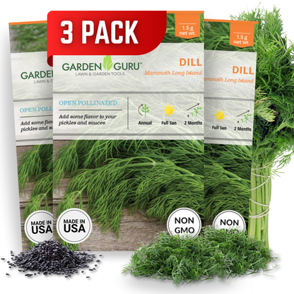 Garden Guru Long Island Mammoth Dill Seeds 3-Pack - Non-GMO