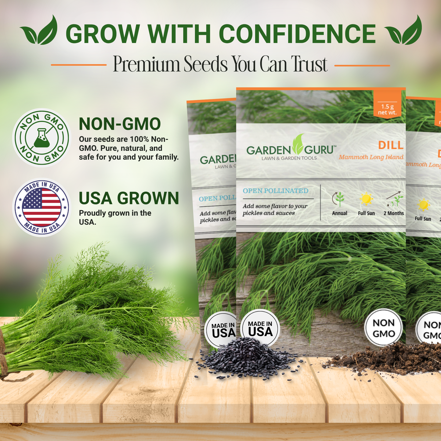 Garden Guru Long Island Mammoth Dill Seeds 3-Pack - Non-GMO