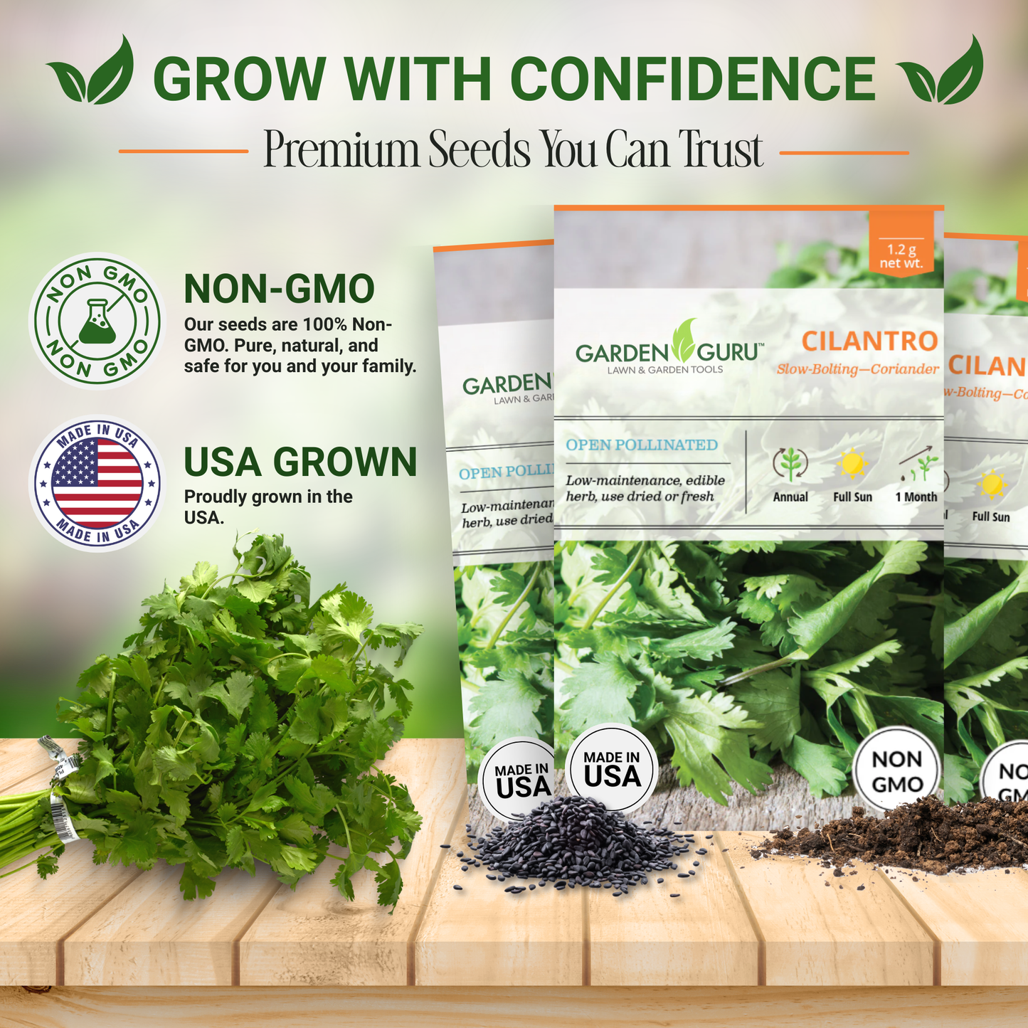 Garden Guru Slow Bolt Cilantro Seeds 3-Pack - Non-GMO