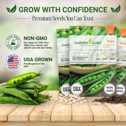 Garden Guru Sugar Snap Pea Seeds 3-Pack - Non-GMO