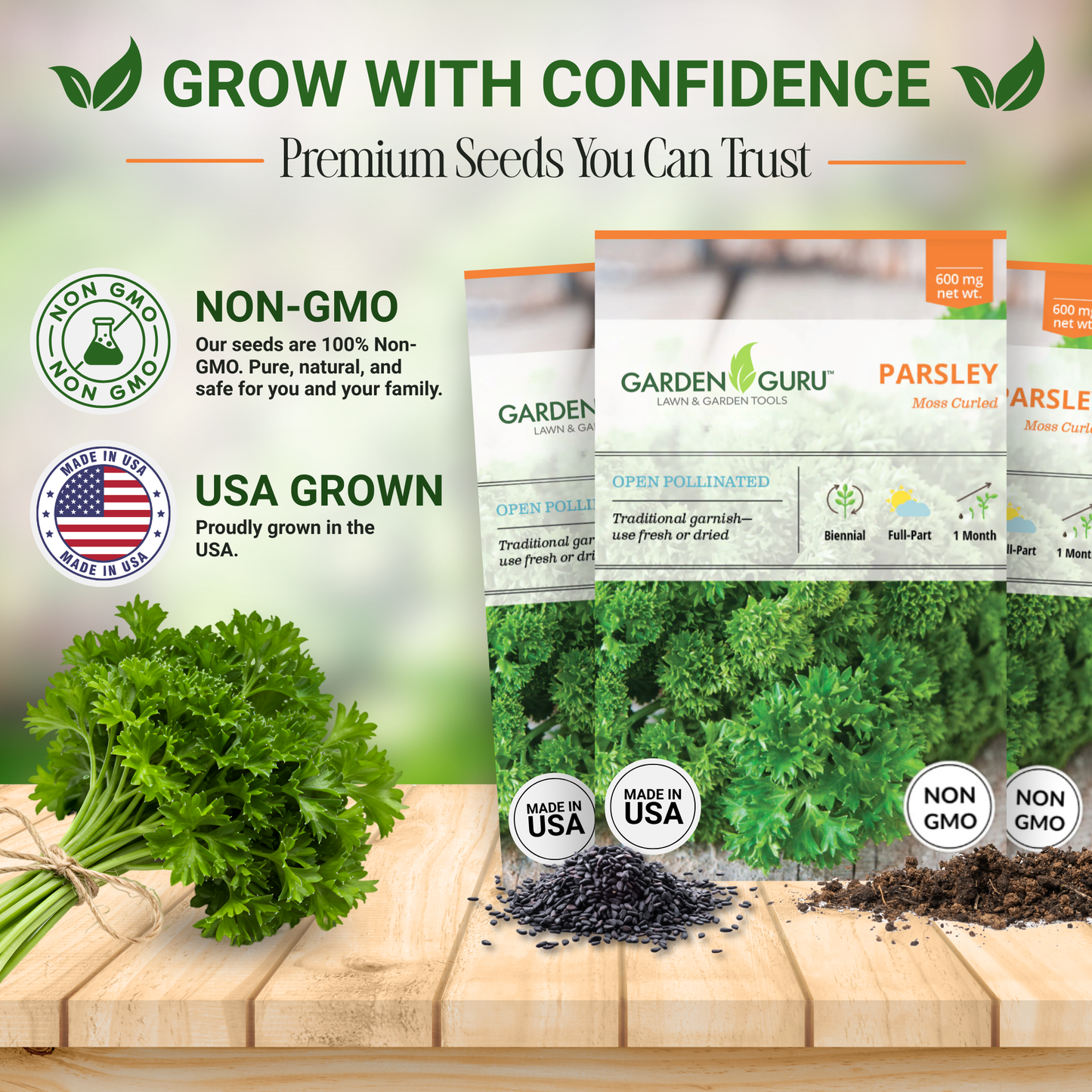 Garden Guru Moss Curled Parsley Seeds 3-Pack - Non-GMO