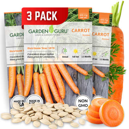 Garden Guru Nantes Carrot Seeds 3-Pack - Non-GMO