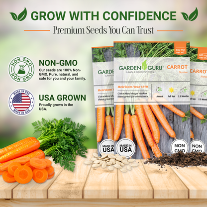 Garden Guru Nantes Carrot Seeds 3-Pack - Non-GMO