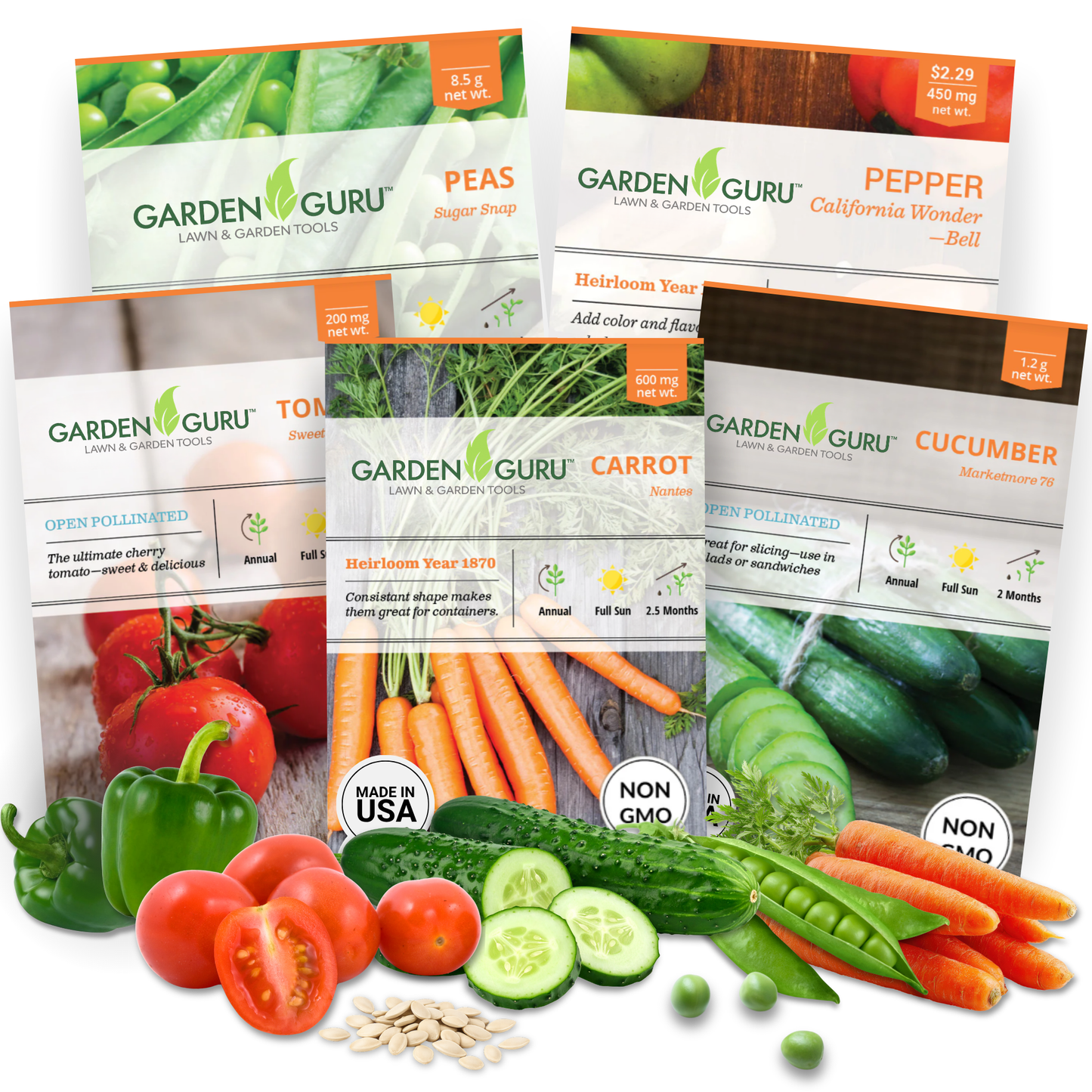 Garden Guru Vegetable Seed Set - Non-GMO Heirloom