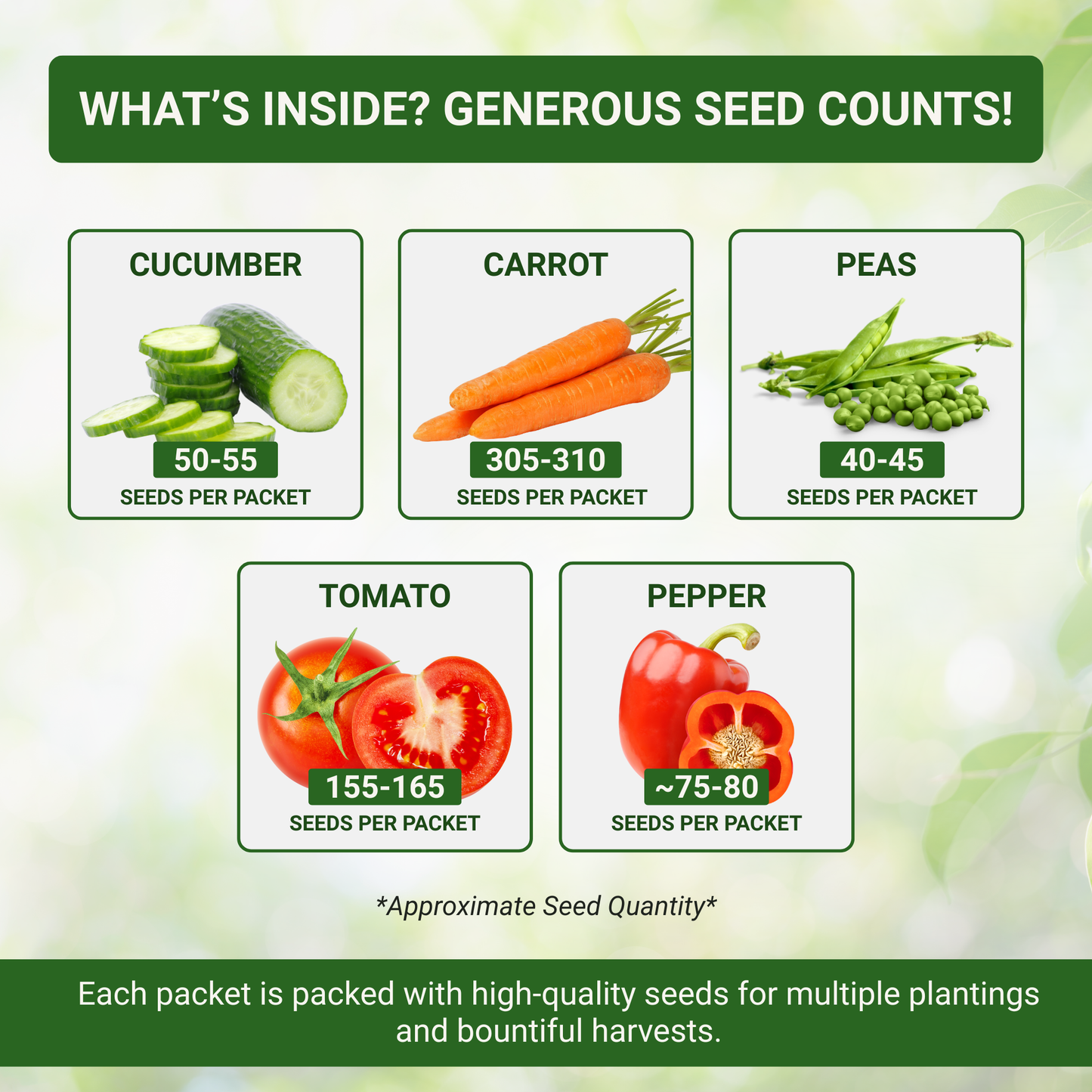 Garden Guru Vegetable Seed Set - Non-GMO Heirloom