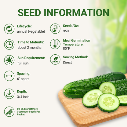 Garden Guru Marketmore 76 Cucumber Seeds 3-Pack - Non-GMO