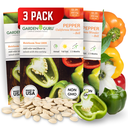 Garden Guru California Wonder Bell Pepper Seeds 3-Pack - Non-GMO